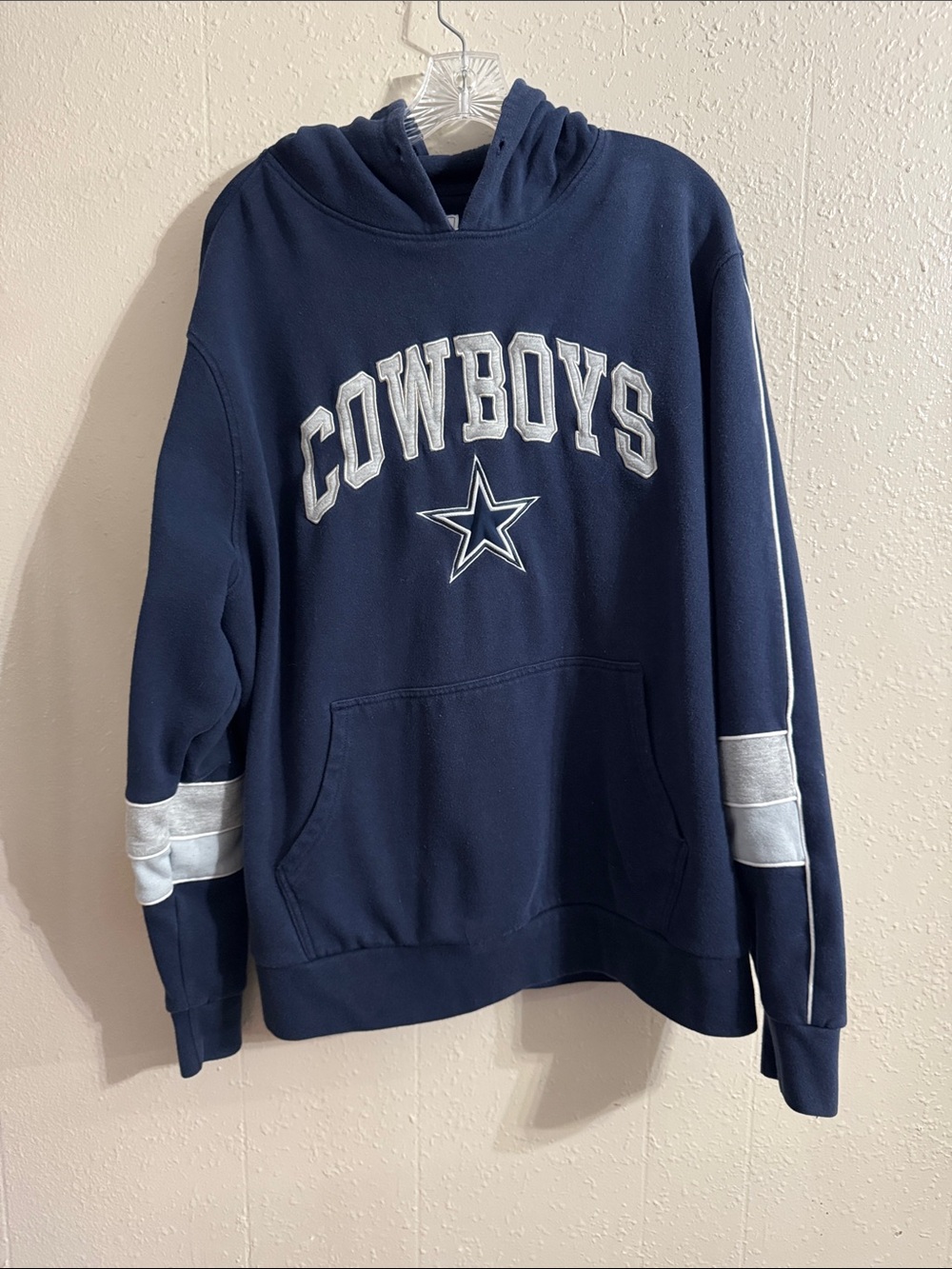 STARTER Navy and White Cowboys Pullover Hoodie